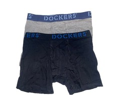 2 Dockers Fly Front Boxer Briefs - Sz. L, Gray Heather/Black