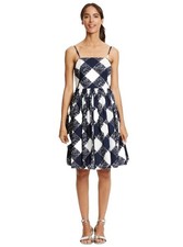 Boden Cotton Dress UK 8 Navy White Lined Strappy Casual