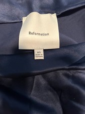 NWT Reformation Navy Blue 100 Silk Long Skirt sz XS originally 218