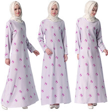 New Elegant Women Abaya Muslim Long Sleeves Print Loose Maxi Dresses Party Dress