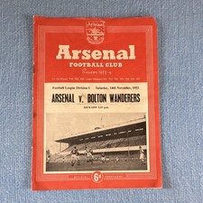 Arsenal v Bolton Wanderers Football Programme Division 1 14 Nov 1953