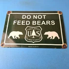 Vintage Entrance Sign - Forest Service DO NOT FEED BEARS Gas Pump Porcelain Sign