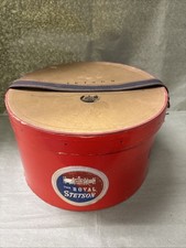 Vintage Royal Stetson Hat Box ONLY Western Cowboy Fedora Storage Case Red Graphi