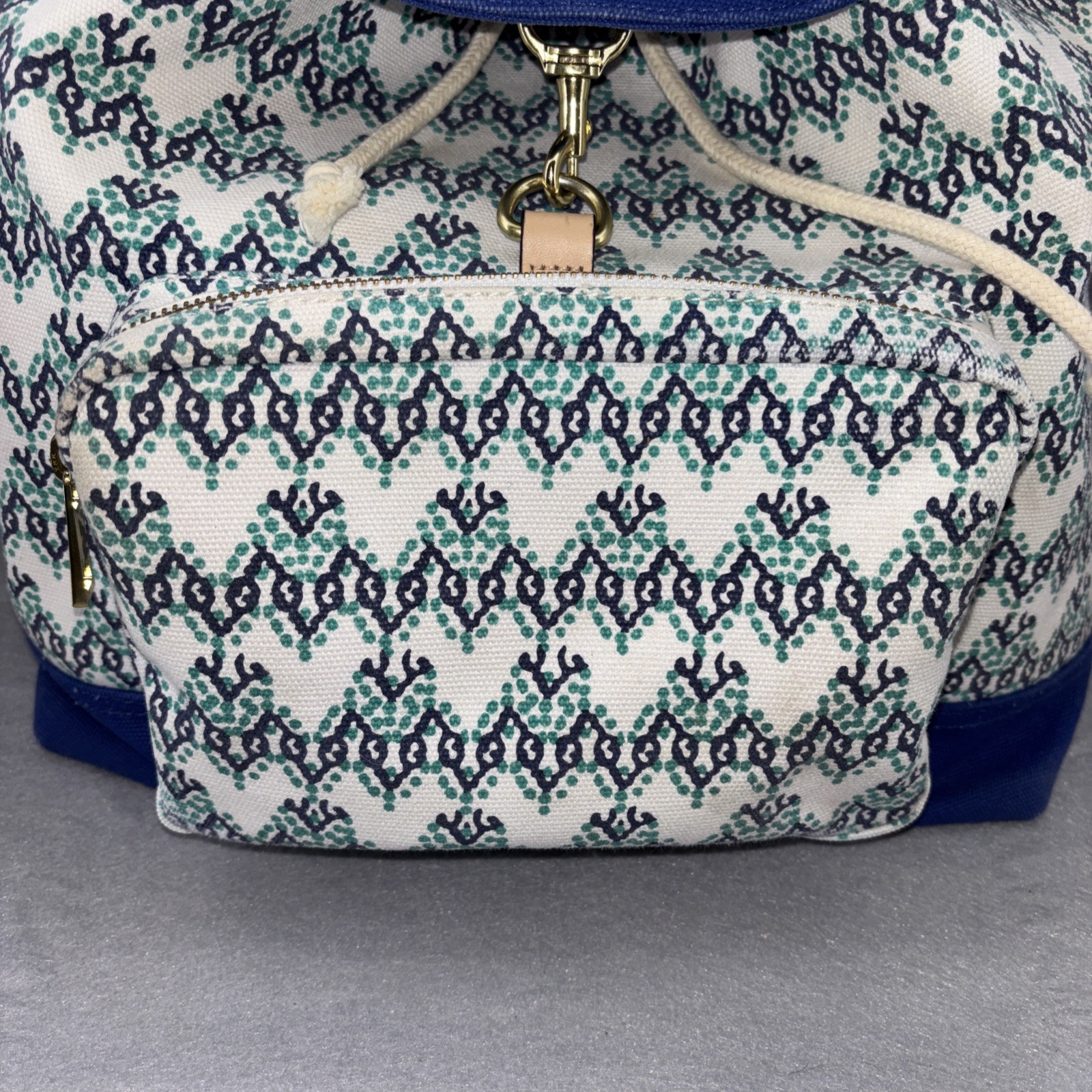 Vineyard Vines Cotton Drawstring Backpack Blue Te… - image 4