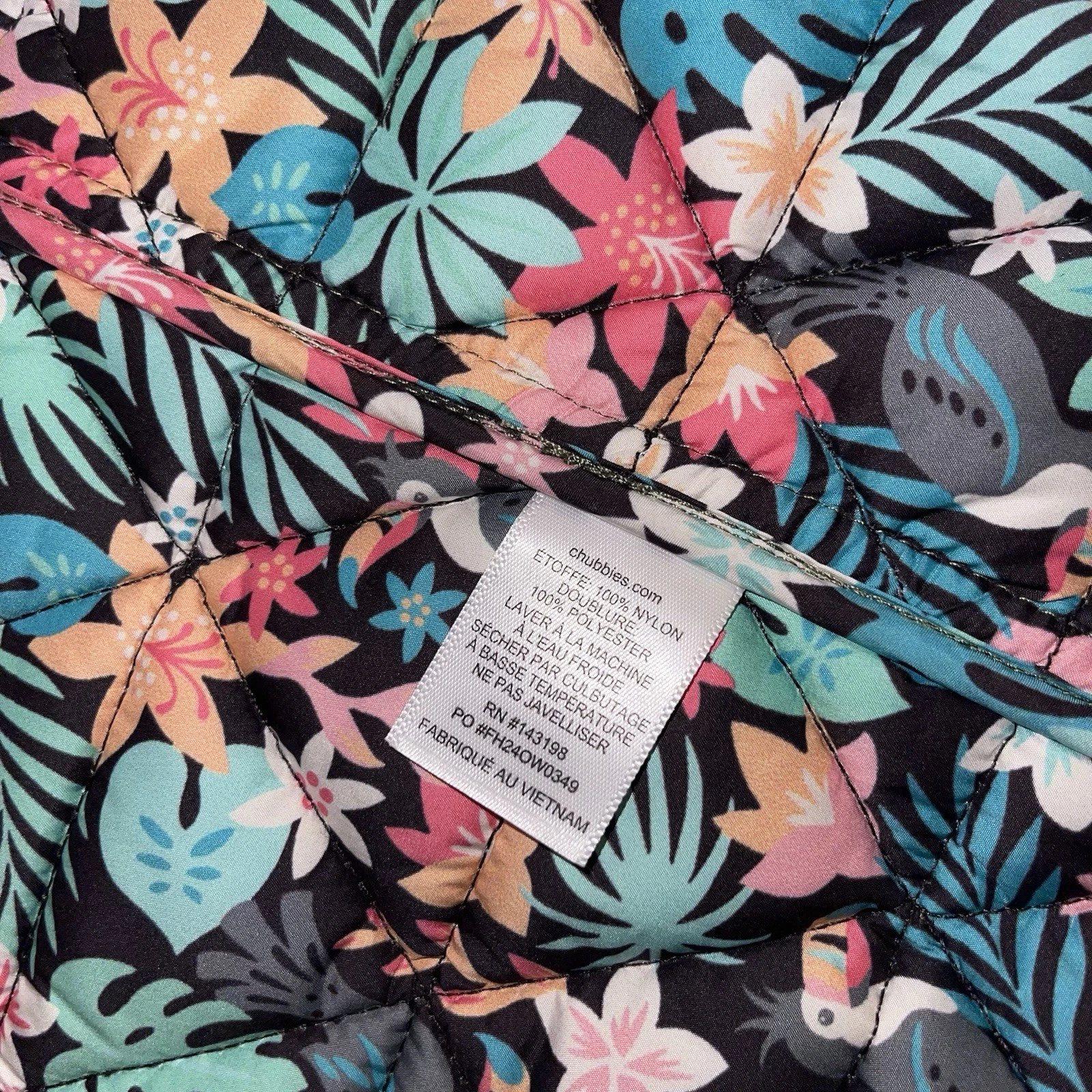 Chubbies Forest Florist Quilted Vest Men’s Large Olive Green Floral Line EUC image 9