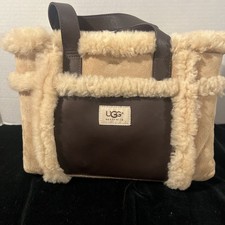 UGG AUSTRALIA BORSA TOTE IN SHEARLING CORPO IN PELLE SCAMOSCIATA CON CINTURINO IN PELLE Y2K VINTAGE
