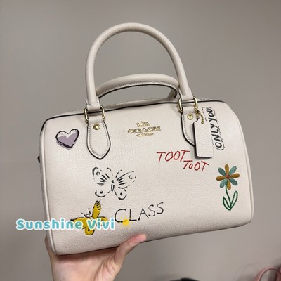 NWT Coach Rowan Satchel Bag With Sketch Print CAK19 Gold/chalk