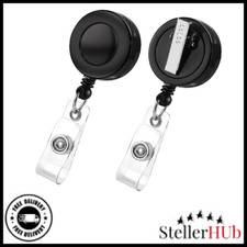 2 Pack Retractable Badge Reels with Swivel Alligator Clip ID Holder Black