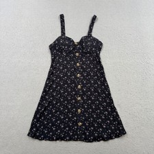 American Eagle Mini Dress Womens Small Black Floral Bustier Button Front Smocked