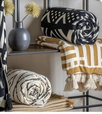 HOUNSLOW KNIT SHERPA REVERSIBLE THROW BLACK  fleece blanket 1700x1300 black whit