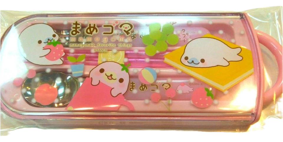 Juego de cuchara y tenedor Mamegoma San-X - Lindo arroz Kawaii Bento Foto 4 de 4