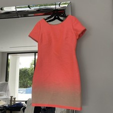 Elie Tahari Dress Women's Size 12 Coral Sleeveless Cotton Silk Cocktail Easter