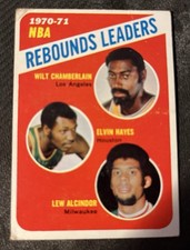 1971 Topps NBA Rebound Leaders Chamberlain, Alcindor, Hayes #142.