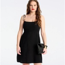 J. CREW Kauai Tie Strap Mini Dress Black Sz 20 $128 {3L37}