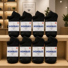 Bombas Mens Black Lot Of 8 Pairs Low Ankle Socks Size L Arch Support