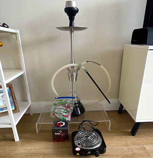 Wasserpfeife Shisha – KOMPLETT: 52 Mundstücke 64 Kohlestücke und Anzünder