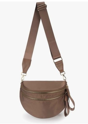 Solid Crossbody Bum Bag Brown