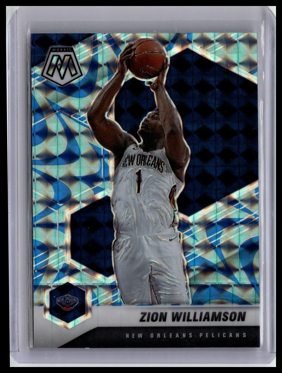 2020-21 Panini Mosaic #49 Zion Williamson Mosaic Reactive Blue
