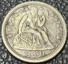 Genuine 1850 Seated Liberty 10c - VF/XF Detail