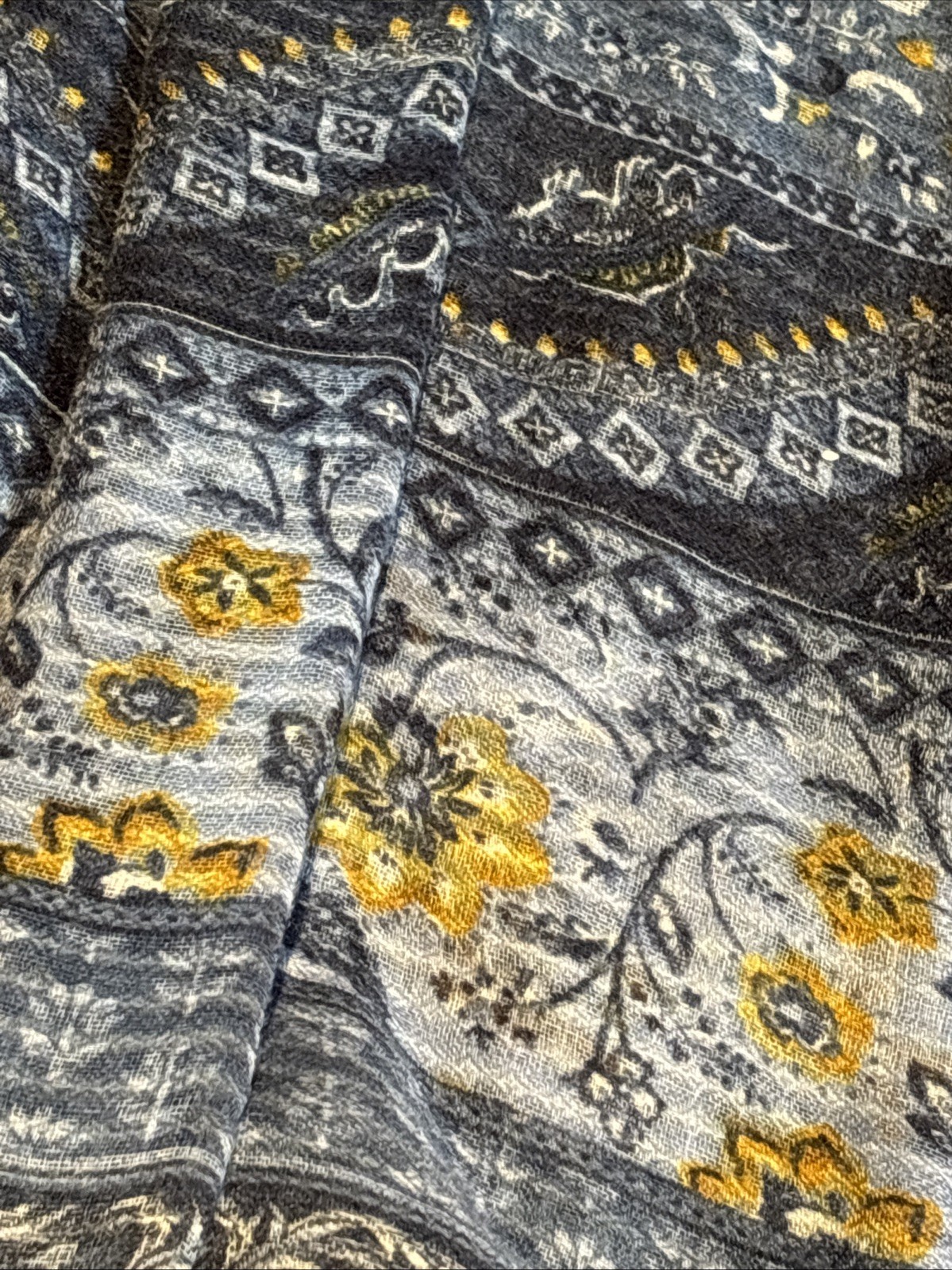 Springfield Large Rectangular Blue Scarf With Flo… - image 4