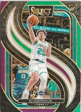 2024-25 Panini Select KJ Simpson Jr. Green White Purple Prizm SP RC Hornets