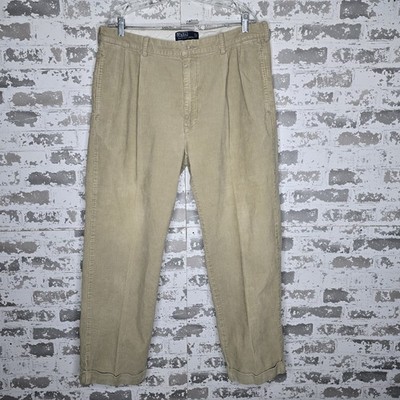 Polo Ralph Lauren Hammond Pant Mens 38x30 Tan Corduroy Straight Leg 100% Cotton