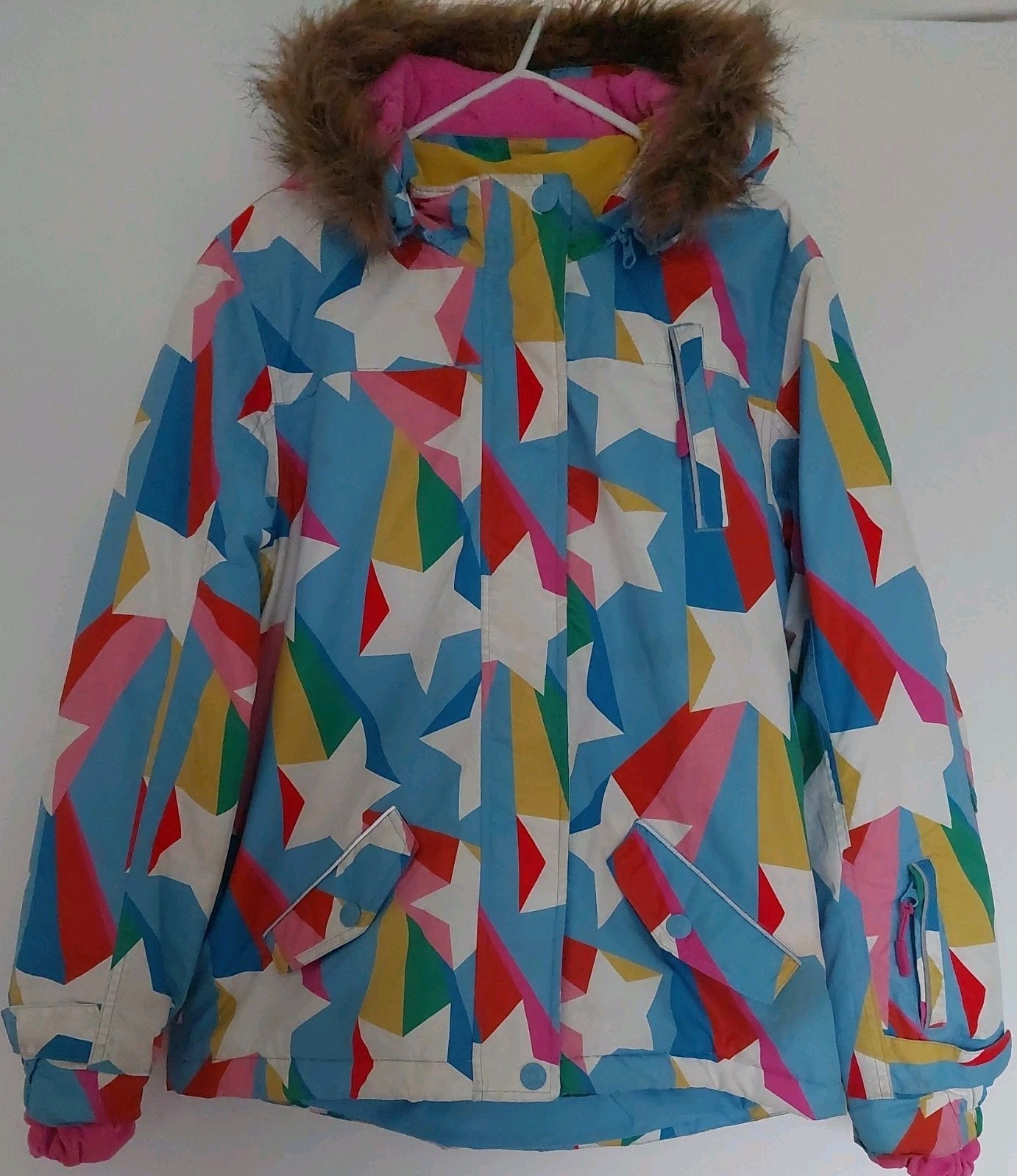 Mini Boden Girls Waterproof Coat Ski Jacket All Weather Stars,Age 13-14,VGC image 4