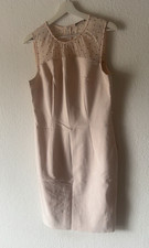 Damen Etuikleid Beige ärmellos Rundhals Niet...