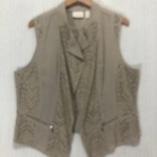 Chico's Sleeveless Vest Crochet Detail Layering Moto Style Size 2