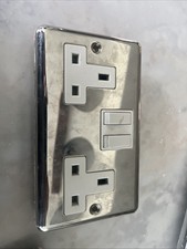 Two Gang Double Socket Screwed 13 Amp Stainless Steel