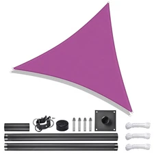 22Ft Triangle Sun shade sail & pole kit (8ft) 97% UV Block Outdoor Patio Pool