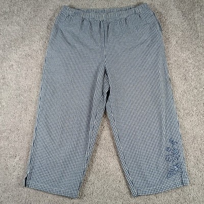 Classic Elements Petite Medium Gingham Capri Pants Cotton Embroidered Sequins