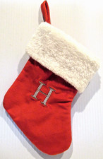"MONOGRAMMED CHRISTMAS STOCKING"   LETTER - "H"    NEW / UNUSED  