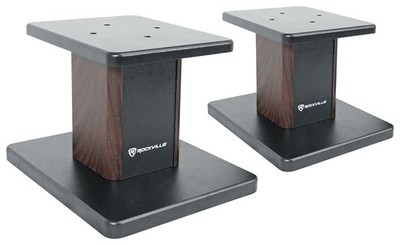 Rockville 8  Dark Wood Studio Monitor Speaker Stands For KRK ROKIT 6 G3 Monitors