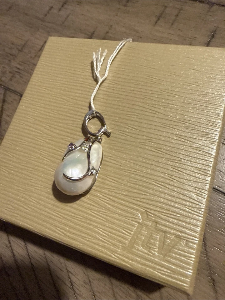 Colgante blanco Culture Pearl Genius rodio sobre plata de ley 13 mm Foto 2 de 3