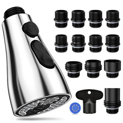 Kitchen Faucet Head Replacement 3 Modes with 12 Adapters, Pull Down Spray Hea...