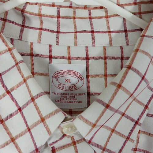Brooks Brothers Brown Red Plaid Button Up Dress Shirt XL Non-Iron - Picture 3 of 4