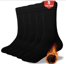 5-Pairs Mens Black Thermal Socks Thick Warm Work Boot Socks UK Size 6-11 Winter 