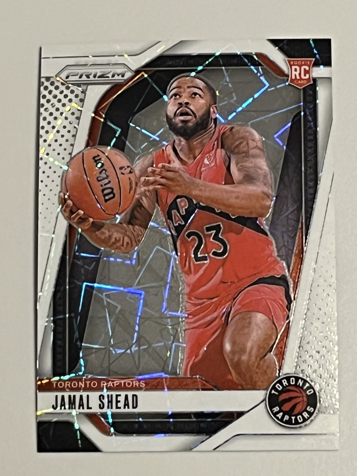 2024-25 Panini Prizm Prizms White Lazer #241 Jamal Shead RC SN 46/275 NBA Raptor