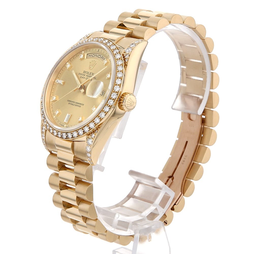 ROLEX Day-Date with diamond bezel and lugs, 8 diamonds, and 2 baguette diamo... image 2