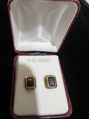Ohrringe 14 Karat massiv Gold natürlicher roter Granat