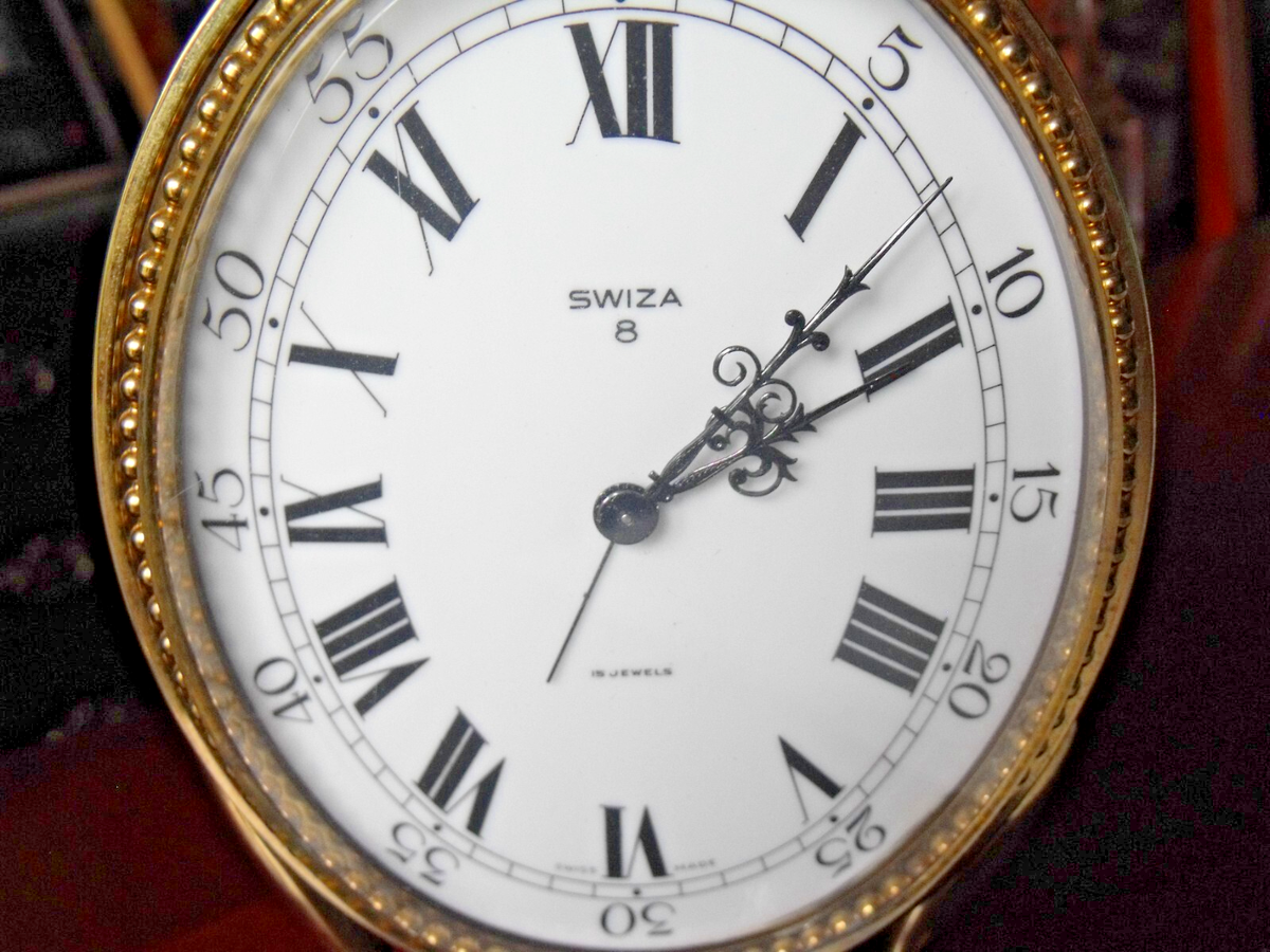 SWIZA 8 Days Alarm Clock 15 Jewels Hand Winding Bronze & Brown