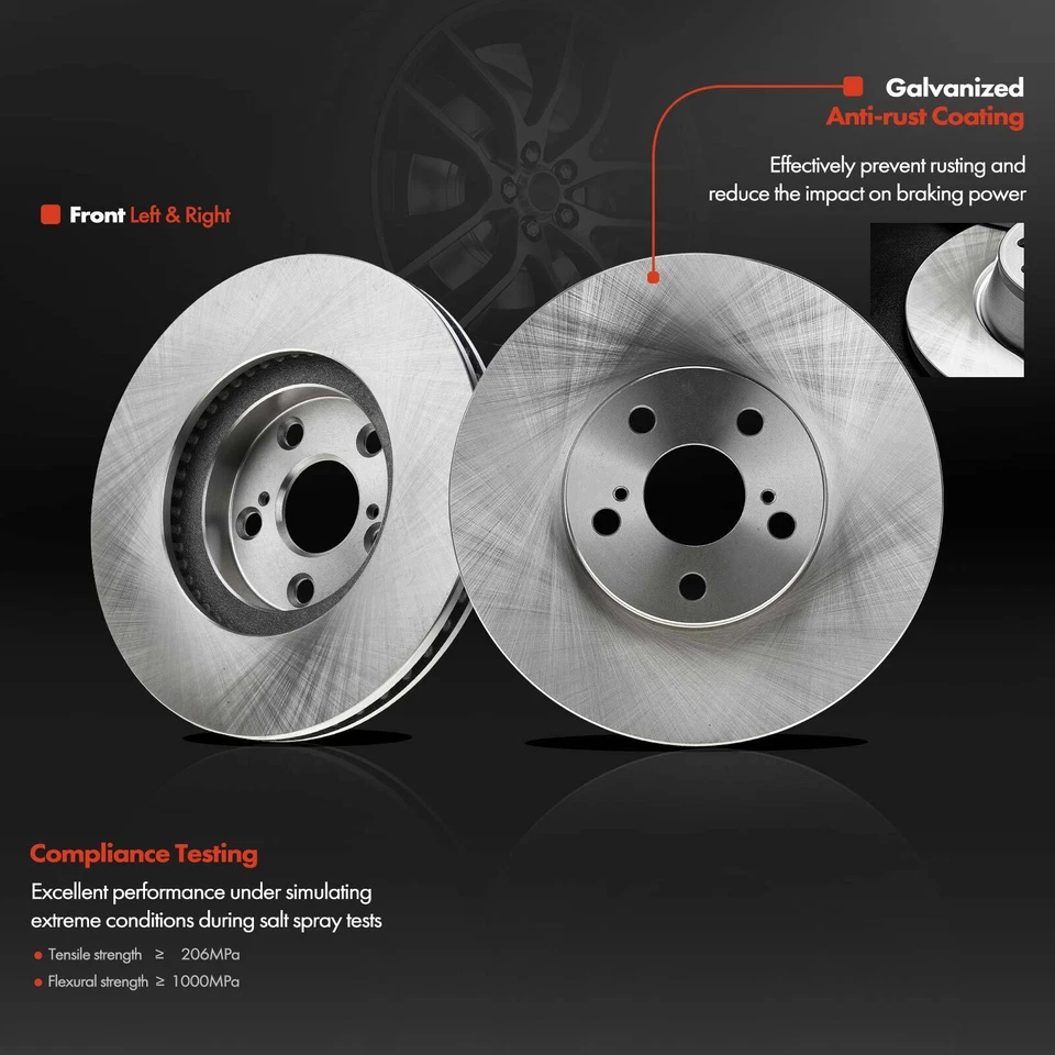 Rotores de freno de disco y pastillas de freno laterales delanteros y traseros para Scion tC 2005 2006-2010 Foto 4 de 4