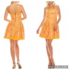 SZ 4-14   Adrianna Papell ORANGE LACE dress   