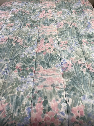 NEW Croscill TWIN SET Watercolor Floral/Striped COMFORTER + SHAM Pink Green Blue - Picture 3 of 8