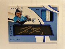 Isan Diaz 2020 Immaculate Clutch Blue RPA Rookie Auto Jersey Patch 17/25 Marlins