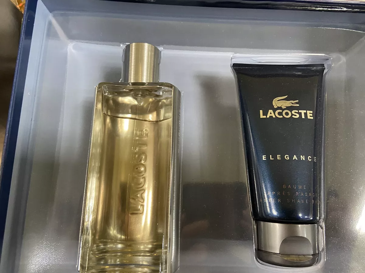 LACOSTE ELEGANCE GIFT SET EDT SPRAY 3.0 oz 90 ML AFTER SHAVE BALM 2.5 NIB