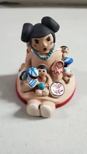 Vintage Pottery Navajo Storyteller 8 Children Figure Handcrafted Cleo Teissedre 