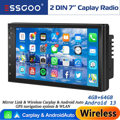 64GB Double Din 7'' Car Stereo Touch Screen Car Radio Apple CarPlay Android Auto