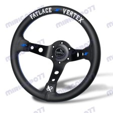 Volantes deportivos Drift de cuero genuino negro bordado blanco 13 pulgadas Vertex